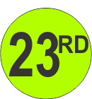 Twenty Third (23rd) Fluorescent Circle or Square Labels